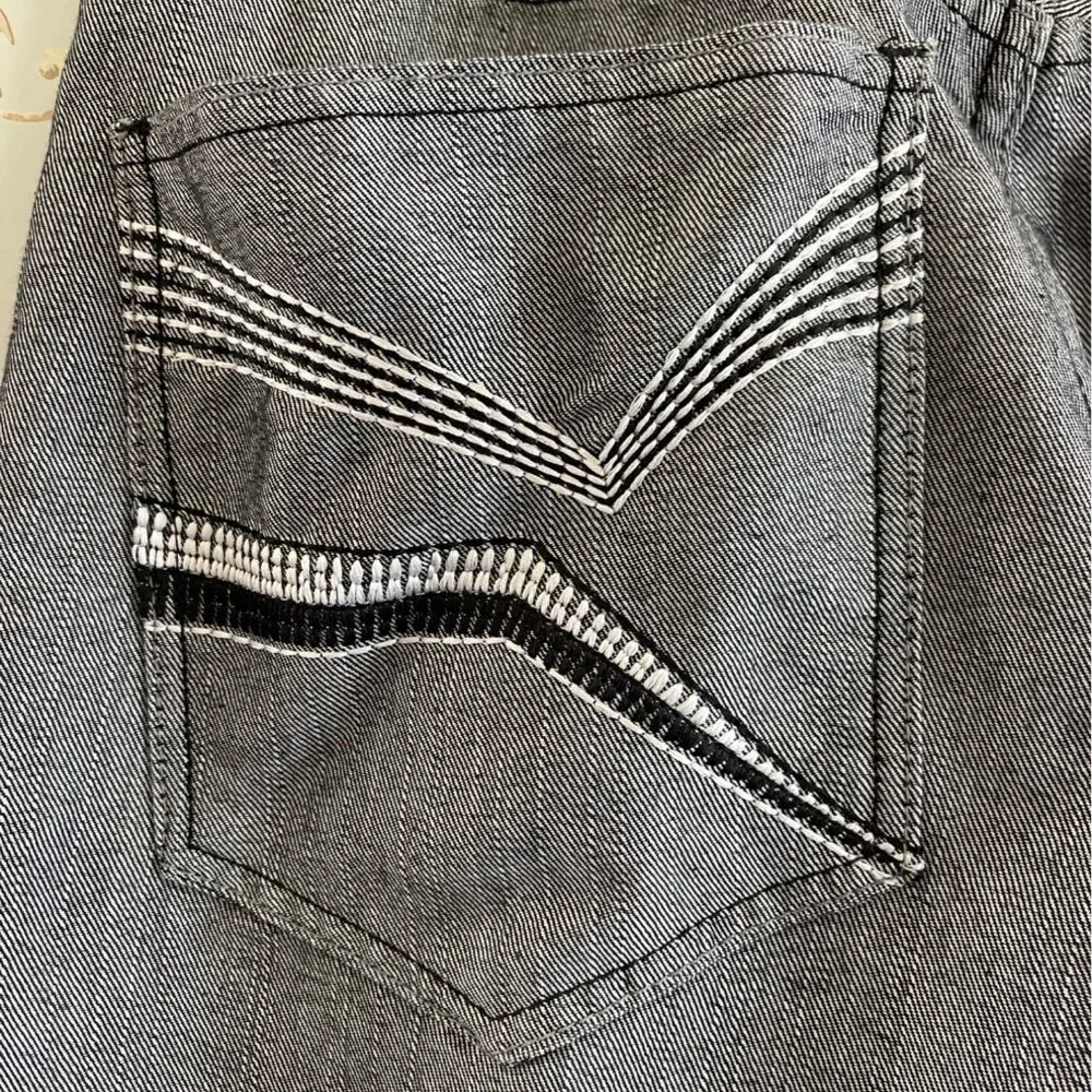 Vintage Y2K Red Ape Men Jeans Size 36 Gray Embroidered Denim Streetwear Skater